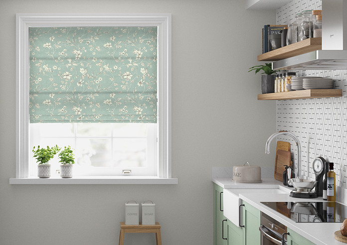 Etched Vine, Eau de Nil - Roman Blind - Image 3